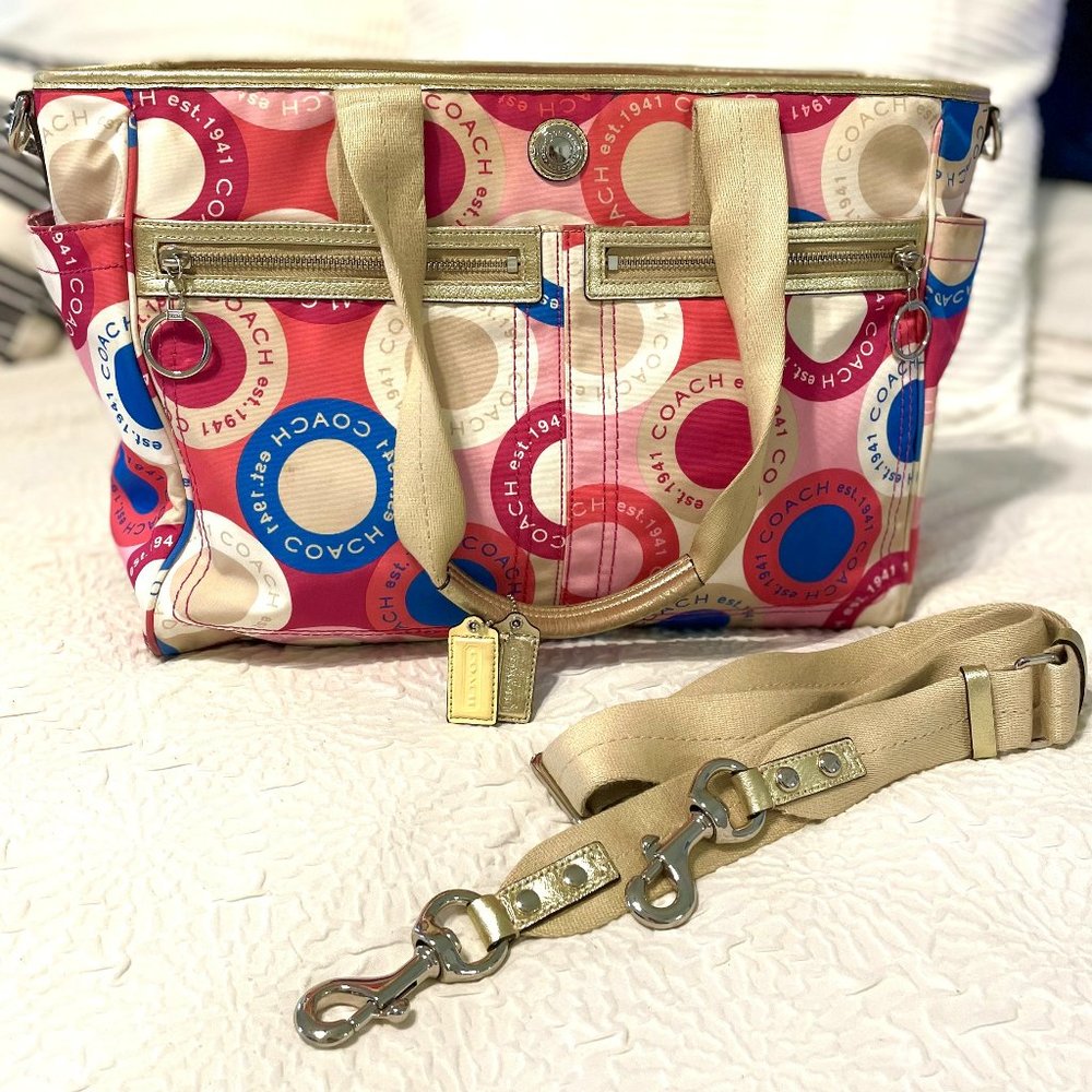 Coach Multi-Color Diaper Bag/Laptop Bag with Duster Bag